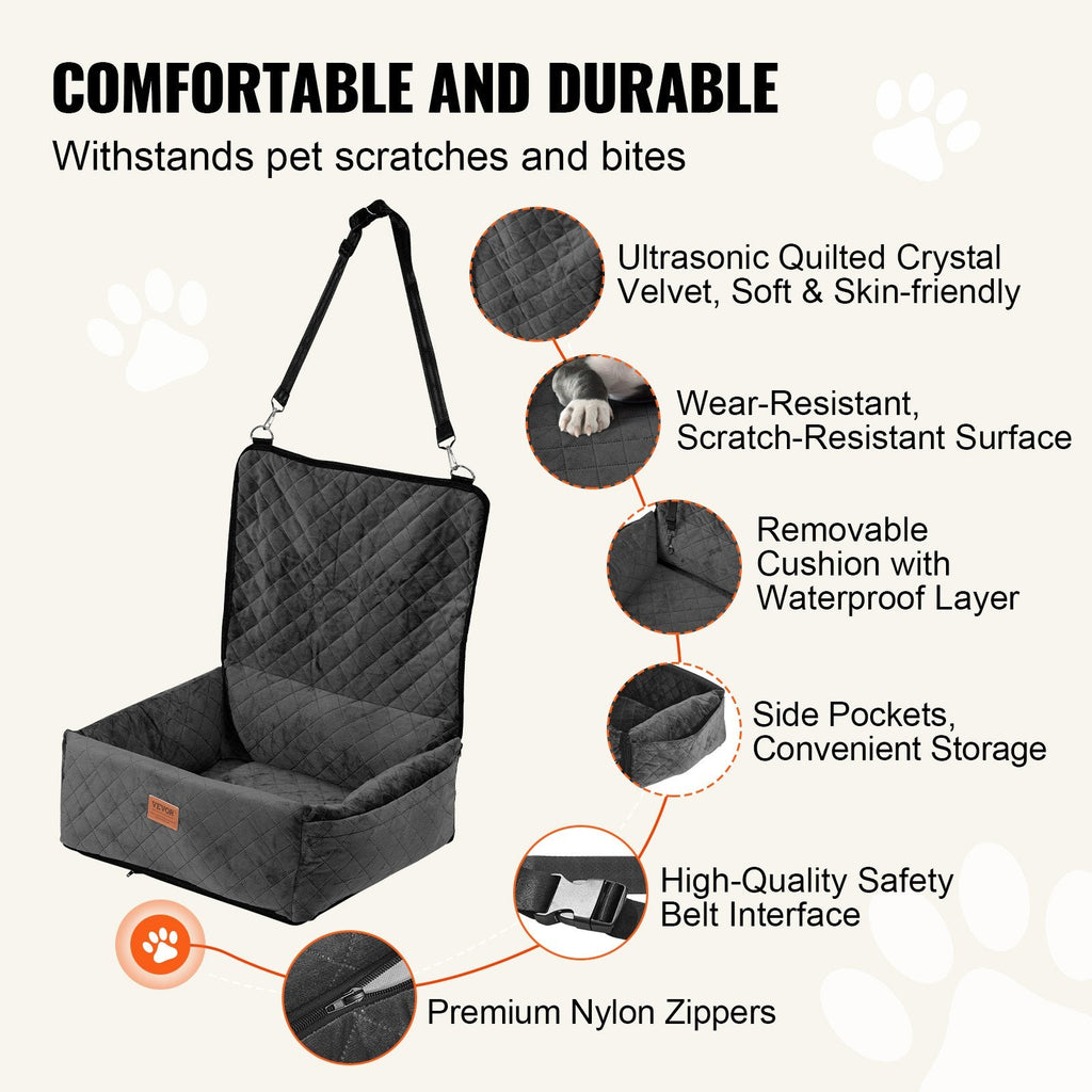 Dog booster car seat installed on a rear car bench