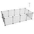 Playpen assembled as a rectangular run for a rabbit