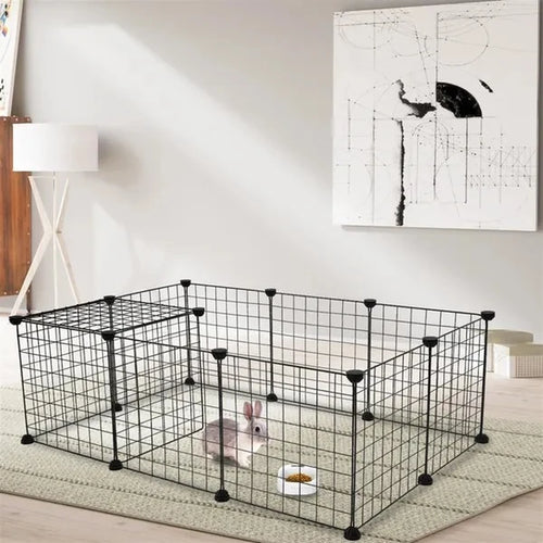 LUMZO ModuPen 12-panel small pet playpen in black